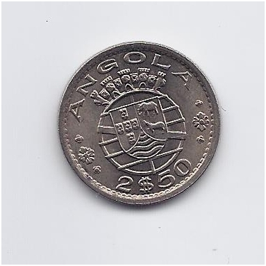 ANGOLA 2.5 ESCUDOS 1974 KM # 77 UNC