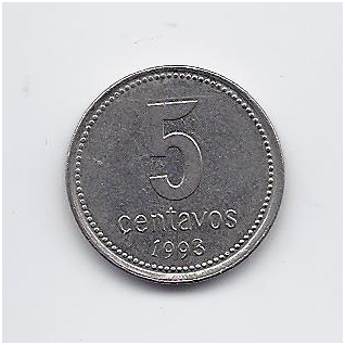 ARGENTINA 5 CENTAVOS 1993 KM # 109a.1 VF