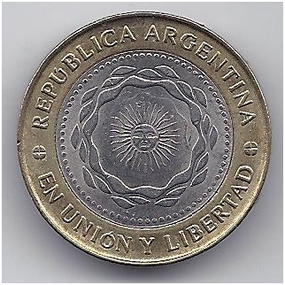 ARGENTINA 2 PESOS 2010 KM # 165 AU 1