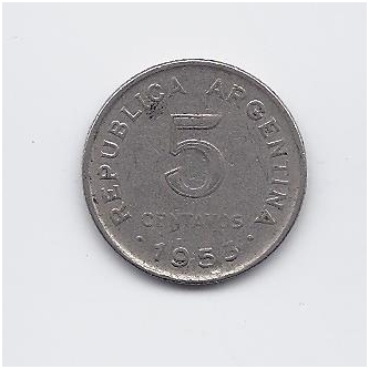 ARGENTINA 5 CENTAVOS 1953 KM # 46 VF