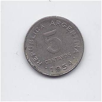 ARGENTINA 5 CENTAVOS 1954 KM # 50 VF