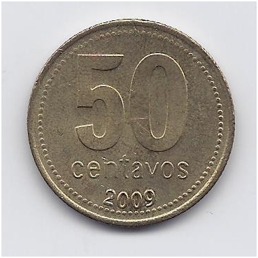 ARGENTINA 50 CENTAVOS 2009 KM # 111.1 VF