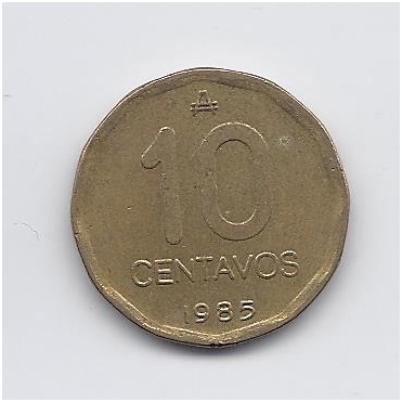 ARGENTINA 10 CENTAVOS 1985 KM # 98 VF