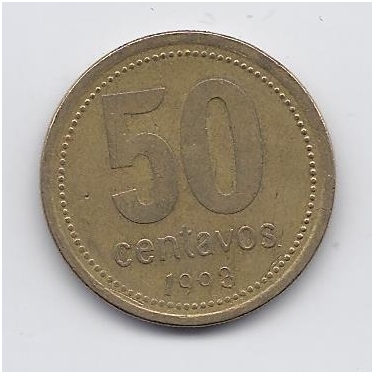 ARGENTINA 50 CENTAVOS 1993 KM # 111.1 VF