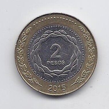 ARGENTINA 2 PESOS 2015 KM # 165 XF