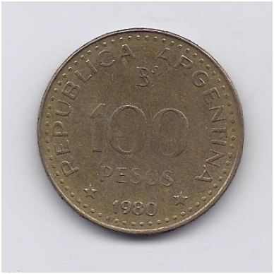 ARGENTINA 100 PESOS 1980 KM # 85a VF