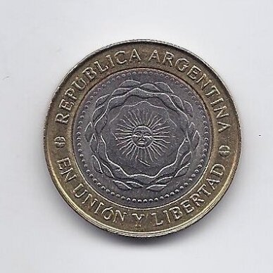 ARGENTINA 2 PESOS 2011 KM # 165 AU 1