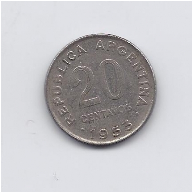 ARGENTINA 20 CENTAVOS 1953 KM # 48a VF