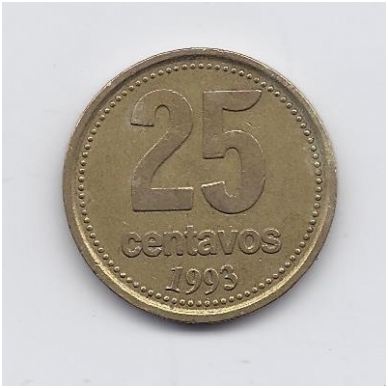 ARGENTINA 25 CENTAVOS 1993 KM # 110.2 VF