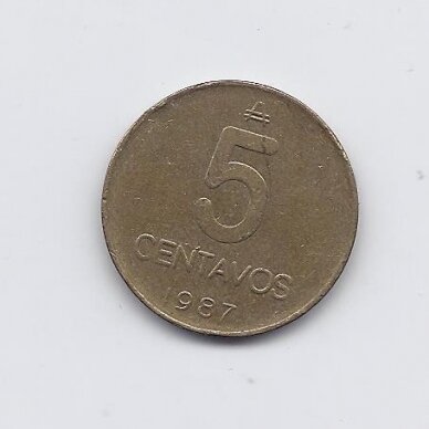 ARGENTINA 5 CENTAVOS 1987 KM # 97.2 VF