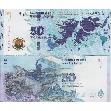 ARGENTINA 50 PESOS 2015 (ND) P # 362 UNC