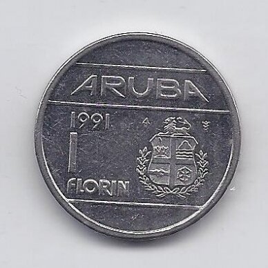 ARUBA 1 FLORIN 1991 KM # 5 VF