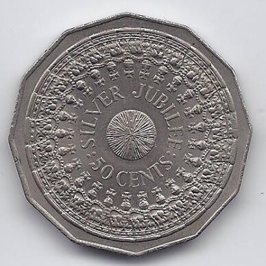 AUSTRALIA 50 CENTS 1977 KM # 70 XF Silver jubilee