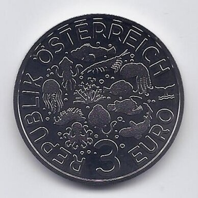 AUSTRIA 3 EURO 2024 KM # 3372 UNC Blue Doctorfish 1