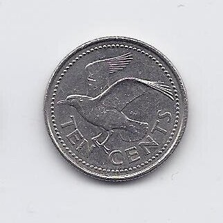 BARBADOSAS 10 CENTS 2005 KM # 12 VF