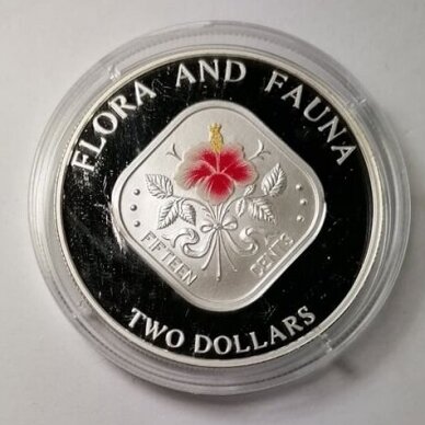 BAHAMAI 2 DOLLARS 1995 KM # 164 PROOF Flora ir Fauna ( 1 oz. Ag. )