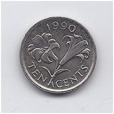 BERMUDA 10 CENTS 1990 KM # 46 VF
