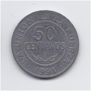 BOLIVIJA 50 CENTAVOS 1991 KM # 204 VF