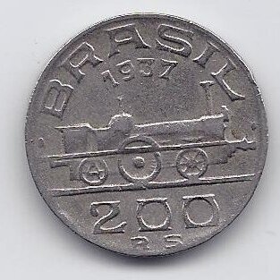 BRAZIL 200 REIS 1937 KM # 537 VF