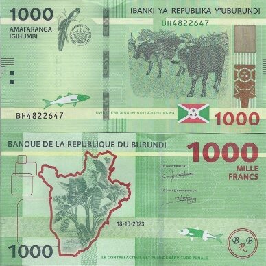 BURUNDI 1000 FRANCS 2023 P # 51 UNC