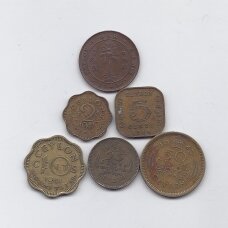 CEILONAS 1943 - 1944 m. 6 monetų rinkinys