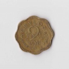 CEILONAS 2 CENTS 1944 KM # 117 VF