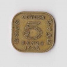 CEILONAS 5 CENTS 1945 KM # 113.2 VF