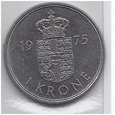 DANIJA 1 KRONE 1975 KM # 862.1 VF/XF