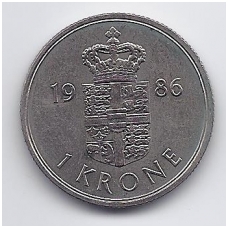 DANIJA 1 KRONE 1986 KM # 862.3 VF/XF