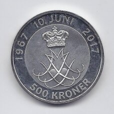 DENMARK 500 KRONER 2017 KM # 967 PROOF Golden wedding anniversary