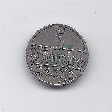 DANCIGAS 5 PFENNIG 1928 KM # 142 VF