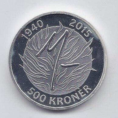 DANIJA 500 KRONER 2015 KM # 965 PROOF 75-tas gimtadienis