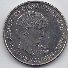 DIDŽIOJI BRITANIJA 5 POUNDS 1999 KM # 997 XF Princesė Diana