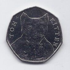 DIDŽIOJI BRITANIJA 50 PENCE 2017 KM # 1434 AU Katinėlis Tomas