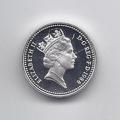 DIDŽIOJI BRITANIJA 1 POUND 1988 KM # 954a PROOF 1