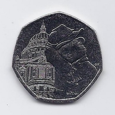 DIDŽIOJI BRITANIJA 50 PENCE 2019 KM # NEW AU PADINGTONAS PRIE ŠV. PAULIAUS KATEDROS