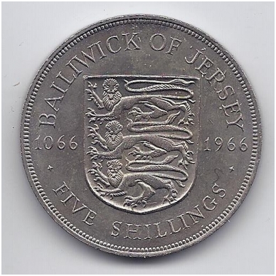 JERSEY 5 SHILLINGS 1966 KM # 28 AU Battle of Hastings