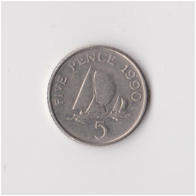 GERNSIS 5 PENCE 1990 KM # 42.2 VF