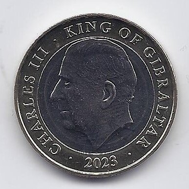 GIBRALTARAS 2 POUNDS 2023 KM # new UNC Kalėdos 1