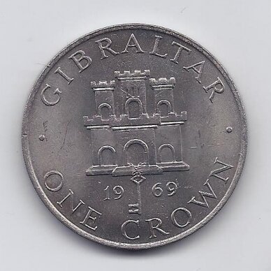 GIBRALTAR 1 CROWN 1969 KM # 4 AU