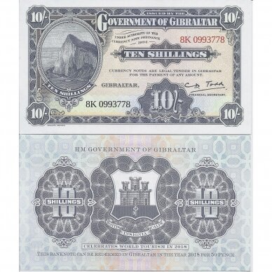 GIBRALTARAS 10 SHILLINGS 1934 (2018) P # new UNC