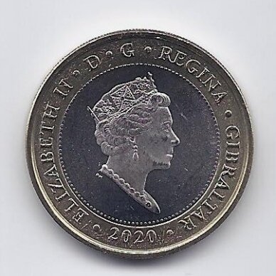 GIBRALTARAS 2 POUNDS 2020 KM # 1765 UNC Paplūdimys 1