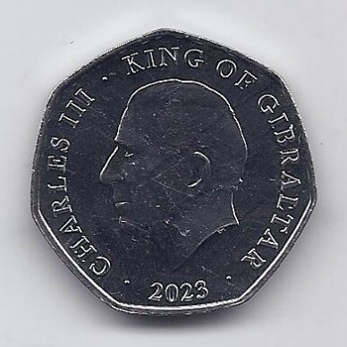 GIBRALTARAS 50 PENCE 2023 KM # new UNC Kalėdos 1