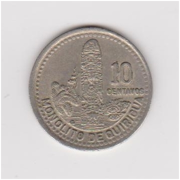 GUATEMALA 10 CENTAVOS 1995 KM # 277.6 VF