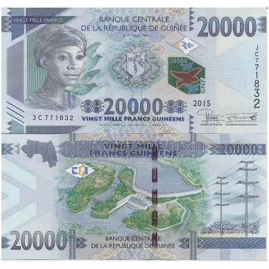 GVINĖJA 20000 FRANCS 2015 P # 50 UNC