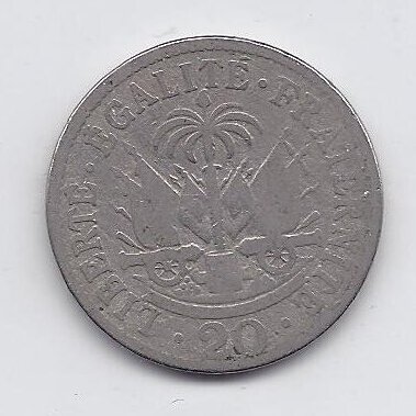 HAITIS 20 CENTIMES 1907 KM # 55 F/VF