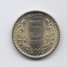 INDIA 5 RUPEES 2009 KM # 373 AU/UNC