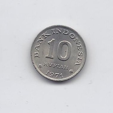 INDONEZIJA 10 RUPIAH 1971 KM # 33 AU