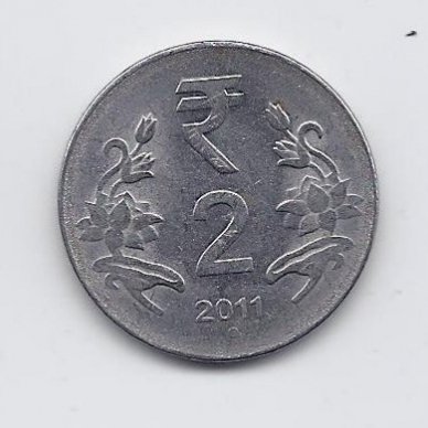 INDIA 2 RUPEE 2011 KM # 395  VF