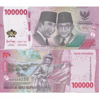 INDONEZIJA 100 000 RUPIAH 2022 P # 168 UNC